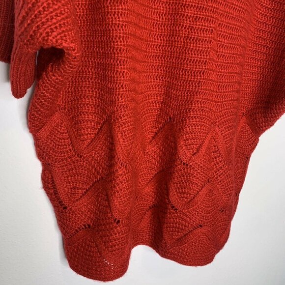 Red Sweater wave short sleeves LARGE Dolman Worthington sleeve knit - Picture 5 of 12